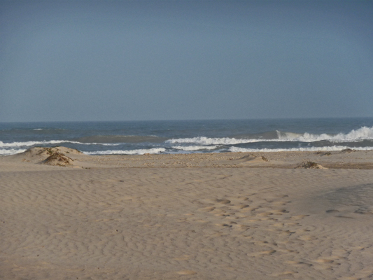 Surf past dunes S Padre Island