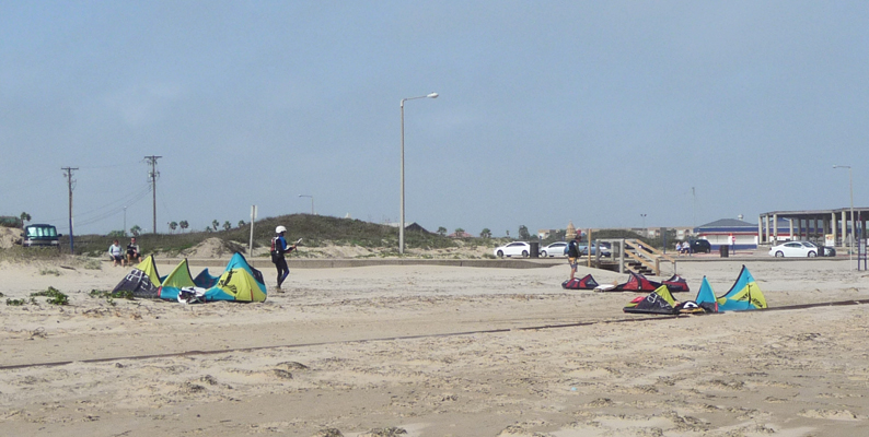 Deflated kite surfers kites