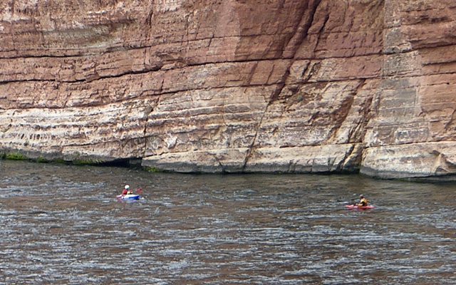 Kayaks on Colorado at Lees ferry