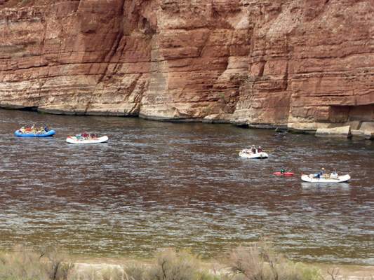 River rafts on Colorada at Lees Ferry