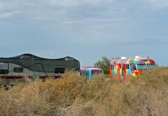 Colorful buses at Slab City CA