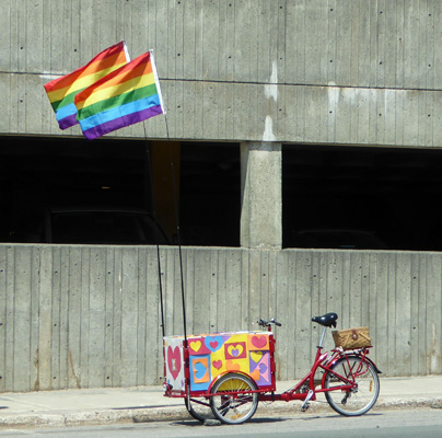 Pride Parade bike with hearts