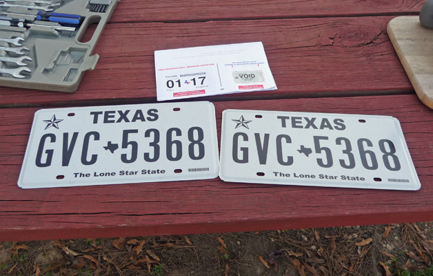 Texas plates and stickers