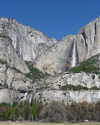 Yosemite Upper and Lower Falls from Sentinel Bridge area