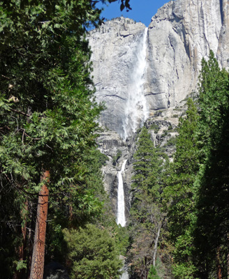 Upper and Lower Yosemite Falls from trail